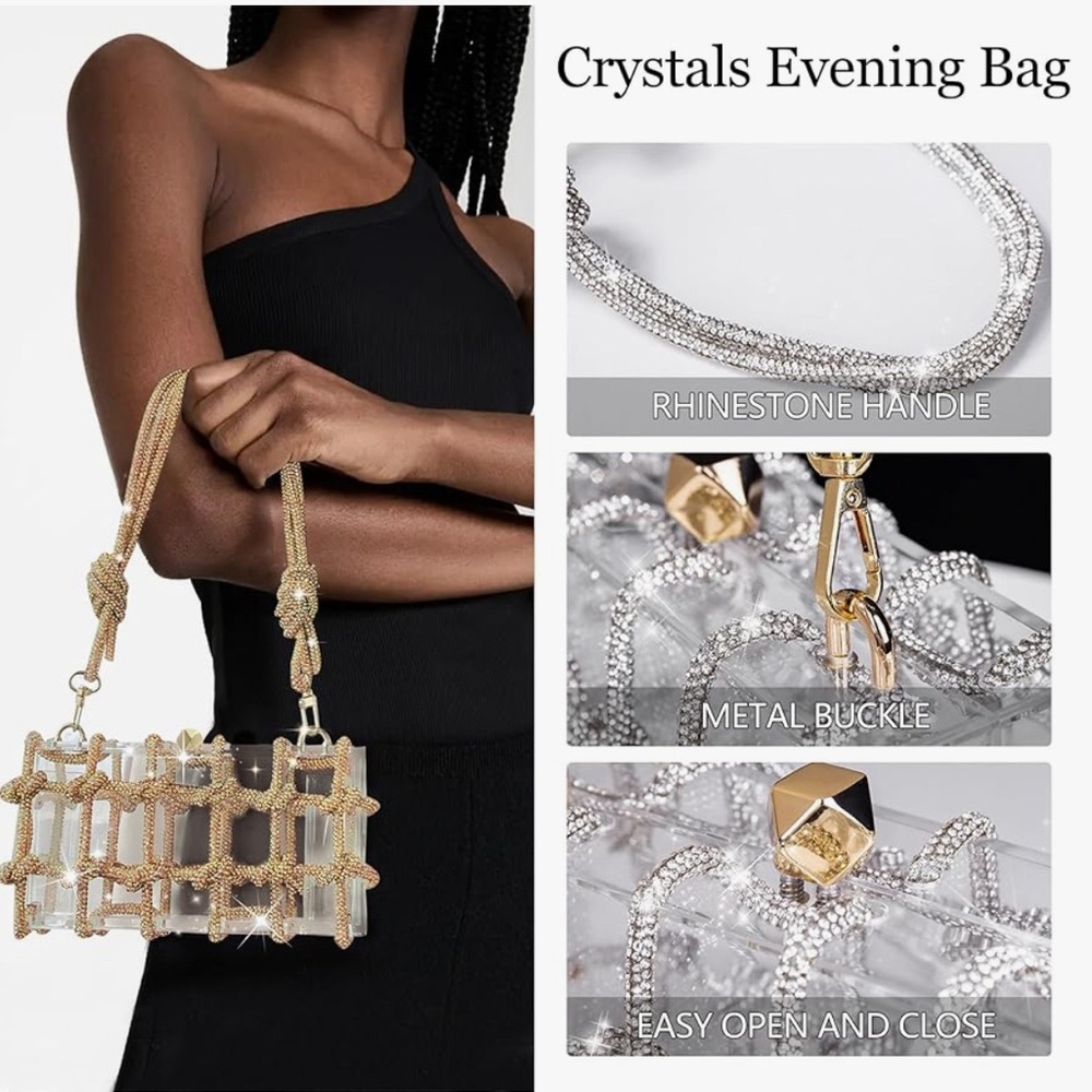 Acrylic evening clutch with rhinestones. - Picture 4 of 5